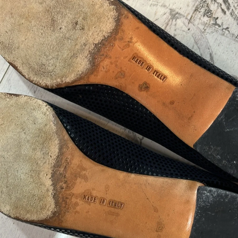 Vintage Salvatore Ferragamo Navy Pebble Suede Heels Size 6